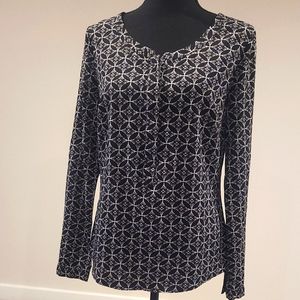 Merona Black & White Pullover Blouse